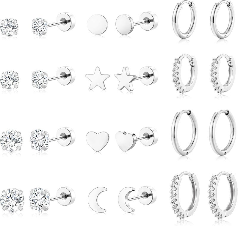 adoyi 9 Pairs Gold Hoop Earrings Set for Womens Twisted Huggie Hoops Earrings 14K 18K Gold Plated for Girls Valentines Mother's Day Birthday Gifts Lightweight - Image 1